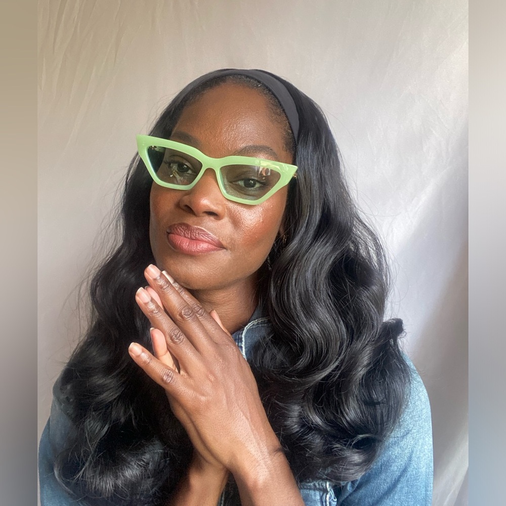 Light green cat eye glasses